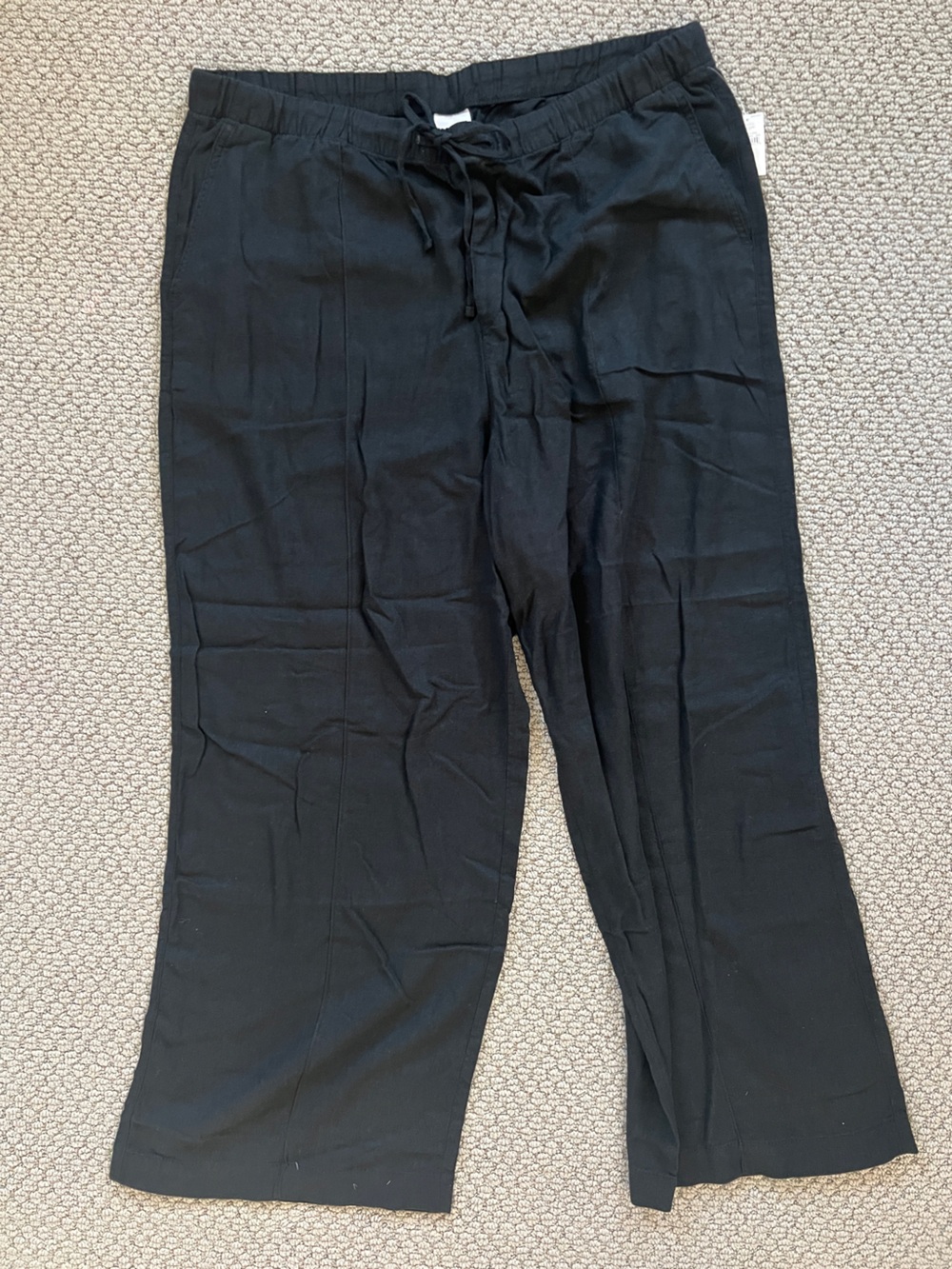 Linen Pull-On Wide-Leg Black Pants by GAP size extra large nwt